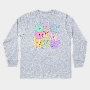 Pastel Cat Portraits Kids Long Sleeve T-Shirt